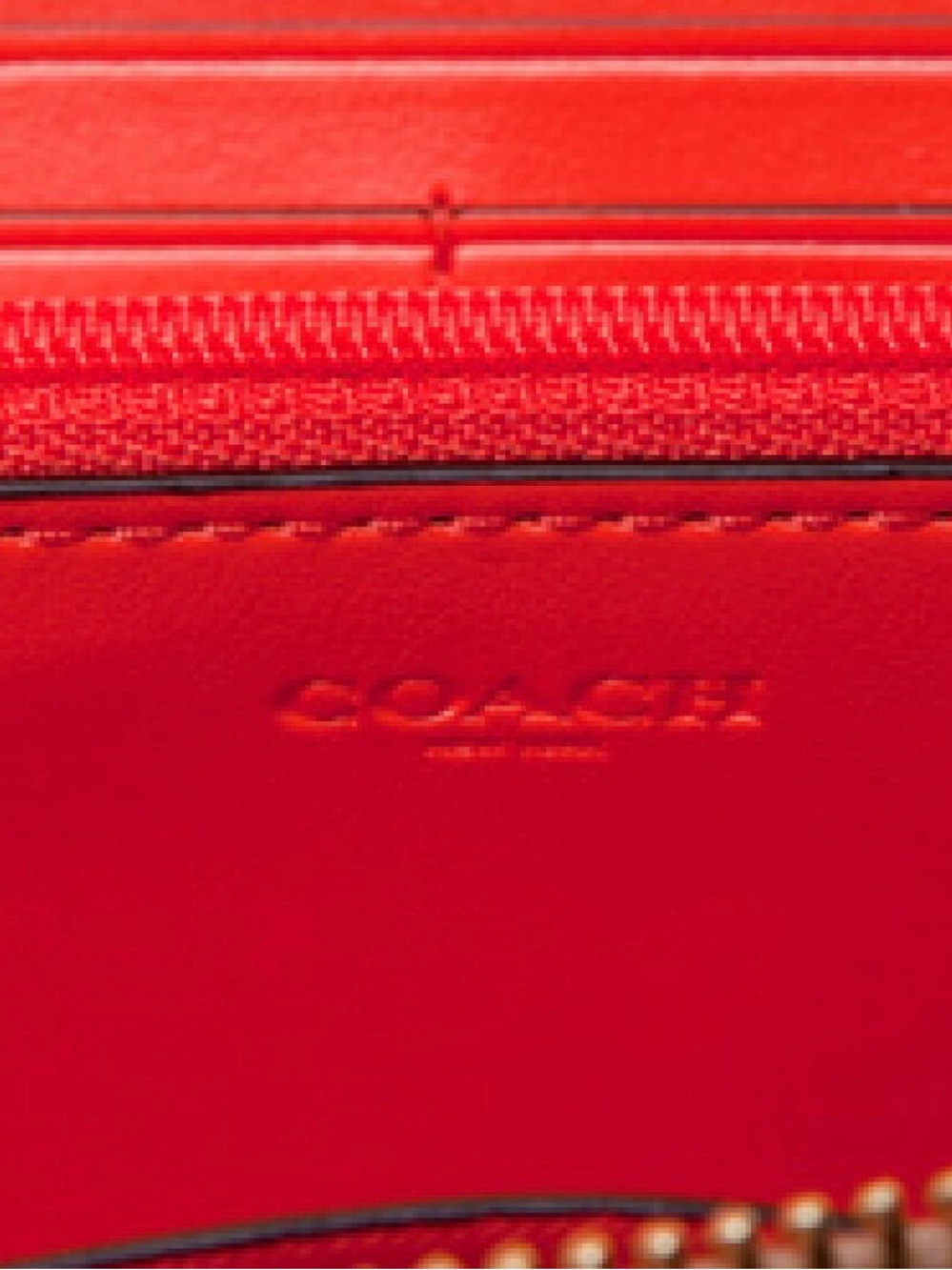 COACH Accordion Zip Around Wallet Beige Leather Pink & Orange Edge Paint - Picture 6 of 7